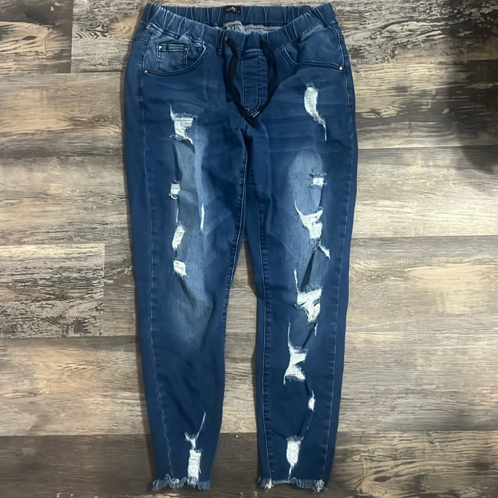 Distressed Jean Joggers